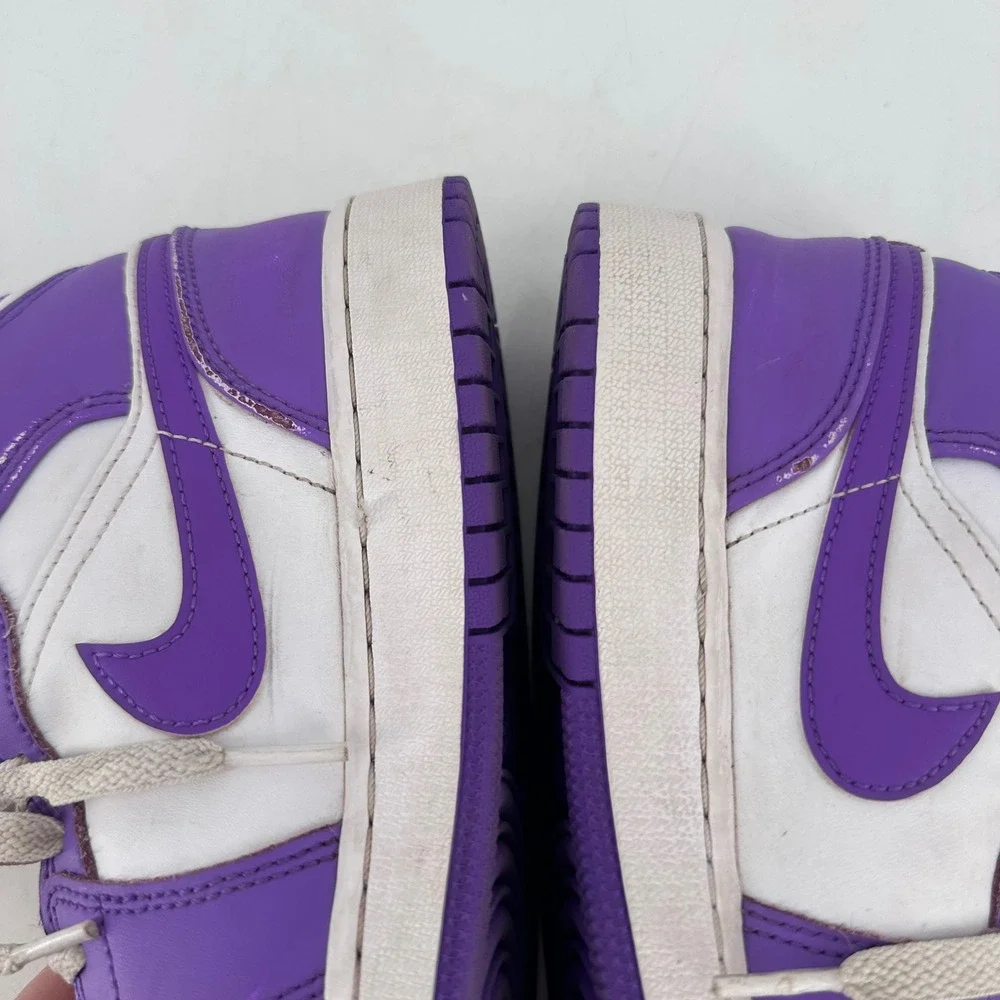 Kids Nike Air Jordan 1 Mid SE Venom Purple White High Top‎ Sneakers Sz 5.5Y